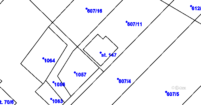Parcela st. 147 v KÚ Bílkovice, Katastrální mapa
