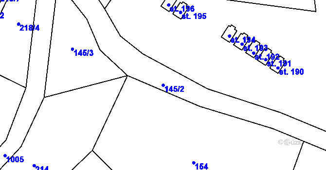 Parcela st. 145/2 v KÚ Bílkovice, Katastrální mapa