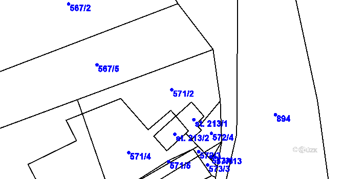 Parcela st. 571/2 v KÚ Bílkovice, Katastrální mapa