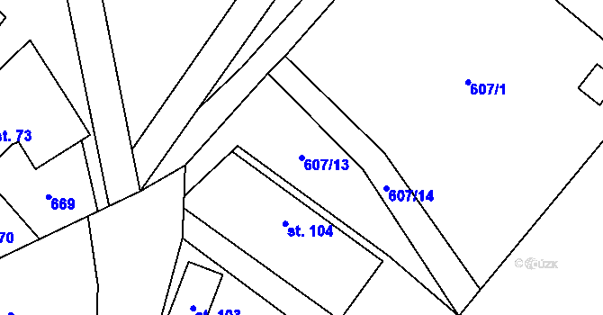 Parcela st. 607/13 v KÚ Bílkovice, Katastrální mapa
