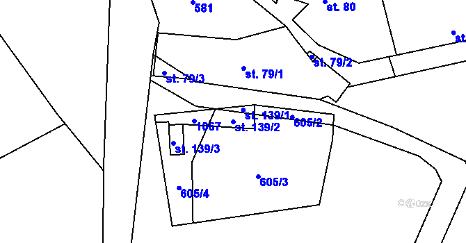Parcela st. 139/2 v KÚ Bílkovice, Katastrální mapa