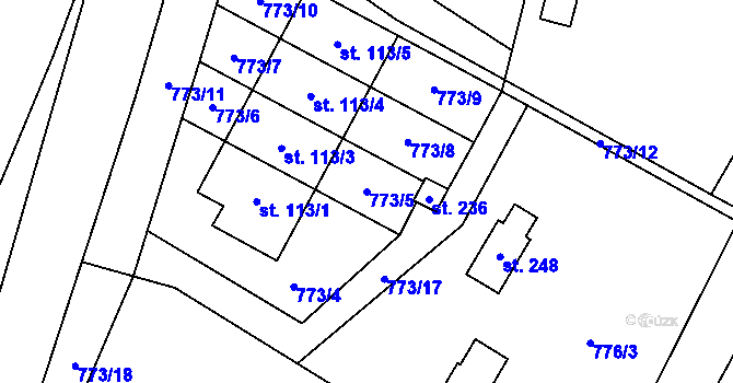 Parcela st. 773/5 v KÚ Bílkovice, Katastrální mapa