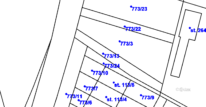 Parcela st. 773/13 v KÚ Bílkovice, Katastrální mapa