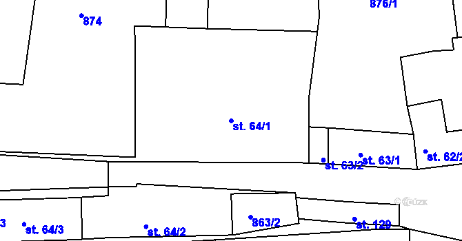 Parcela st. 64/1 v KÚ Paseky u Písku, Katastrální mapa