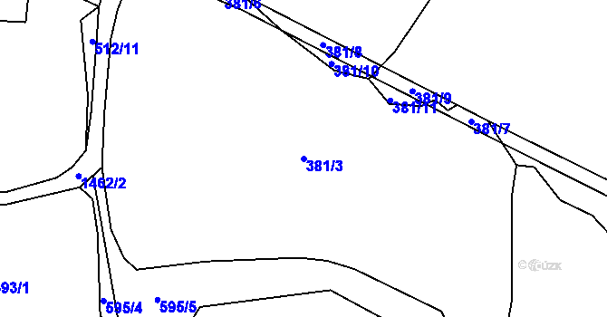 Parcela st. 381/3 v KÚ Paseky u Písku, Katastrální mapa