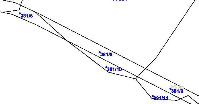 Parcela st. 381/8 v KÚ Paseky u Písku, Katastrální mapa