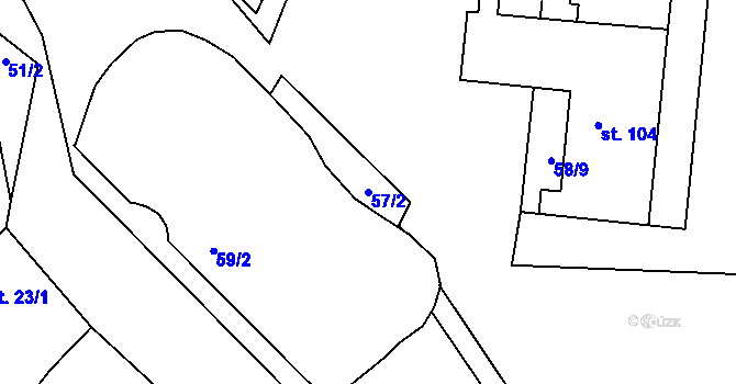 Parcela st. 57/2 v KÚ Tálín, Katastrální mapa