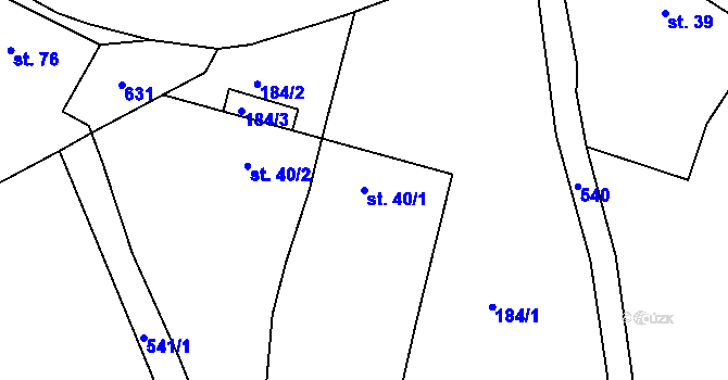 Parcela st. 40/1 v KÚ Tálín, Katastrální mapa