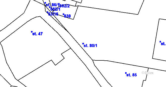 Parcela st. 80/1 v KÚ Tálín, Katastrální mapa