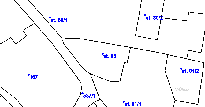 Parcela st. 85 v KÚ Tálín, Katastrální mapa