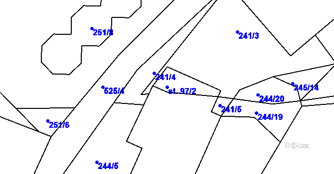 Parcela st. 97/2 v KÚ Tálín, Katastrální mapa