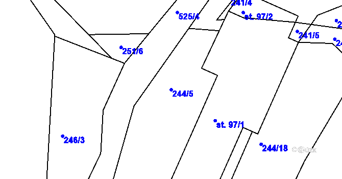 Parcela st. 244/5 v KÚ Tálín, Katastrální mapa