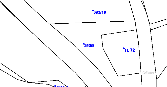 Parcela st. 393/8 v KÚ Tálín, Katastrální mapa