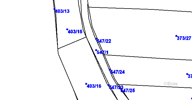 Parcela st. 547/1 v KÚ Tálín, Katastrální mapa