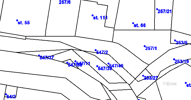 Parcela st. 547/2 v KÚ Tálín, Katastrální mapa