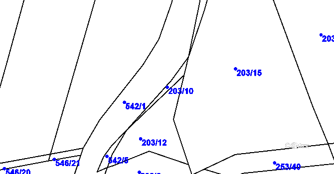 Parcela st. 203/10 v KÚ Tálín, Katastrální mapa