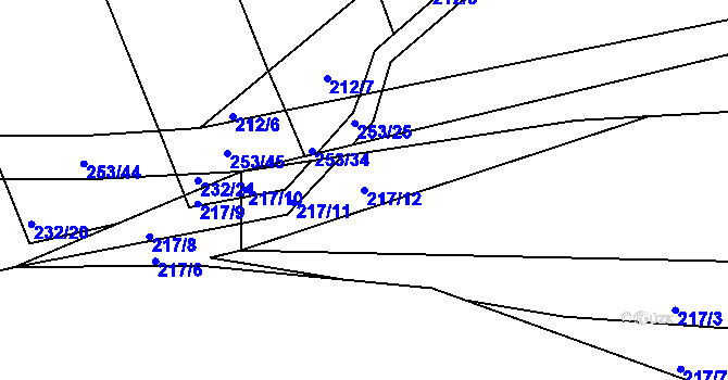 Parcela st. 217/12 v KÚ Tálín, Katastrální mapa