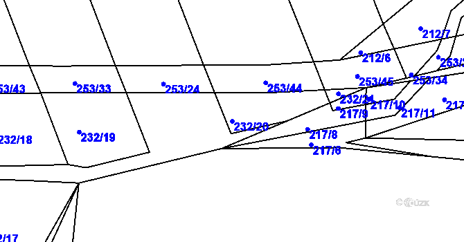 Parcela st. 232/20 v KÚ Tálín, Katastrální mapa
