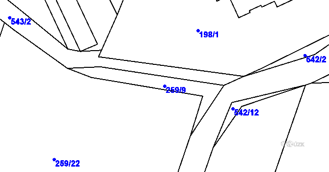 Parcela st. 259/9 v KÚ Tálín, Katastrální mapa