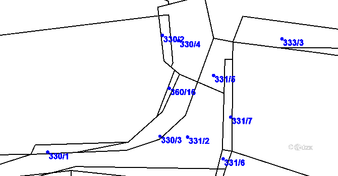 Parcela st. 360/16 v KÚ Tálín, Katastrální mapa