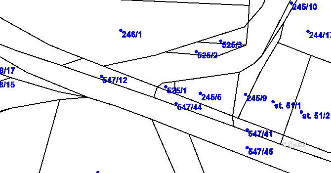 Parcela st. 525/1 v KÚ Tálín, Katastrální mapa
