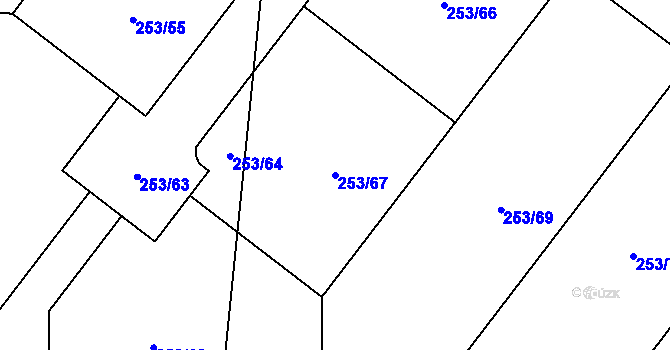 Parcela st. 253/67 v KÚ Tálín, Katastrální mapa