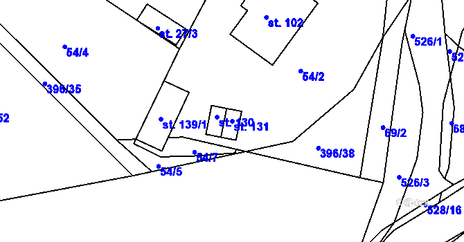 Parcela st. 131 v KÚ Tálín, Katastrální mapa