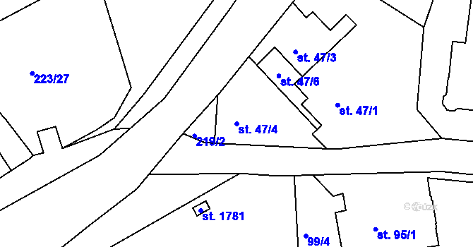 Parcela st. 47/4 v KÚ Tanvald, Katastrální mapa