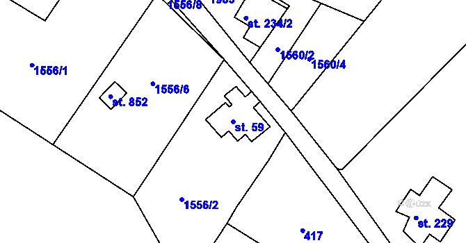 Parcela st. 59 v KÚ Tanvald, Katastrální mapa