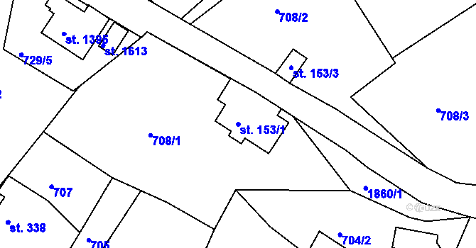 Parcela st. 153/1 v KÚ Tanvald, Katastrální mapa