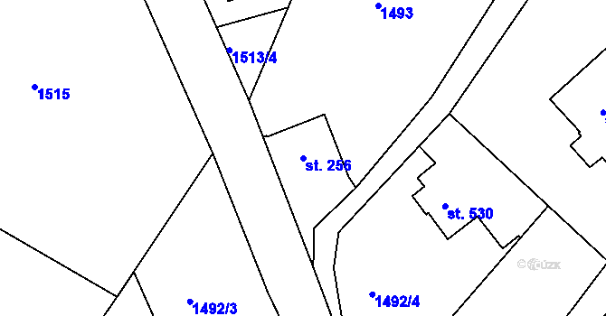 Parcela st. 256 v KÚ Tanvald, Katastrální mapa
