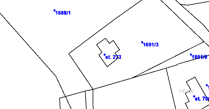 Parcela st. 273 v KÚ Tanvald, Katastrální mapa