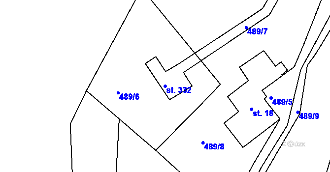 Parcela st. 332 v KÚ Tanvald, Katastrální mapa
