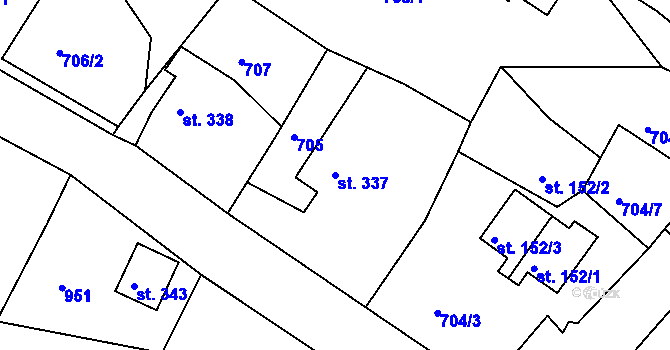 Parcela st. 337 v KÚ Tanvald, Katastrální mapa