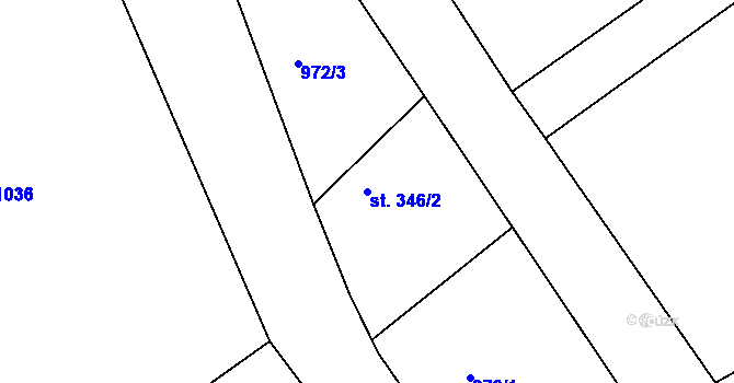 Parcela st. 346/2 v KÚ Tanvald, Katastrální mapa