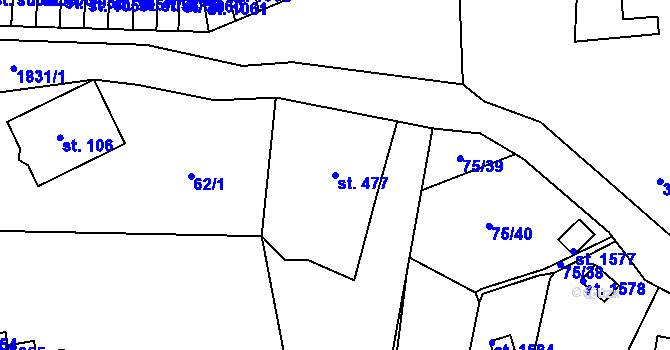 Parcela st. 477 v KÚ Tanvald, Katastrální mapa