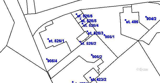 Parcela st. 526/2 v KÚ Tanvald, Katastrální mapa