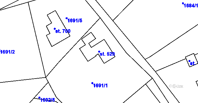 Parcela st. 529 v KÚ Tanvald, Katastrální mapa
