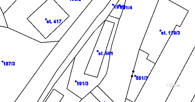 Parcela st. 561 v KÚ Tanvald, Katastrální mapa