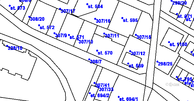 Parcela st. 570 v KÚ Tanvald, Katastrální mapa