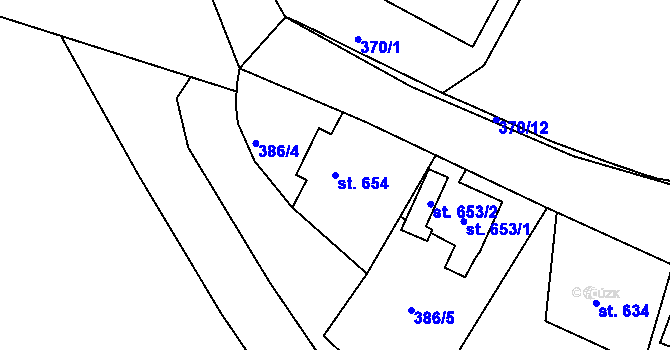 Parcela st. 654 v KÚ Tanvald, Katastrální mapa