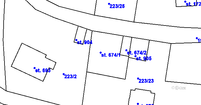 Parcela st. 674/1 v KÚ Tanvald, Katastrální mapa