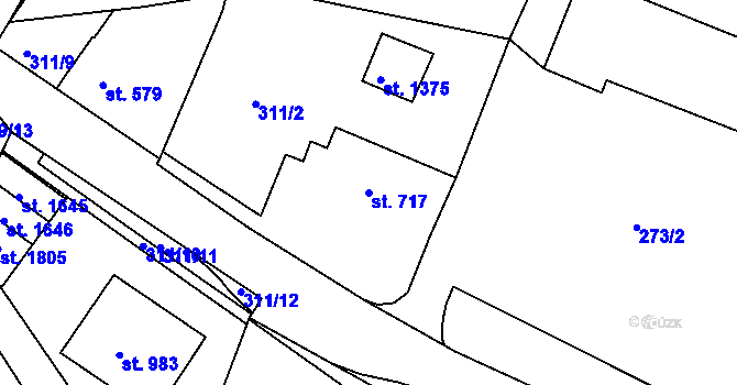 Parcela st. 717 v KÚ Tanvald, Katastrální mapa