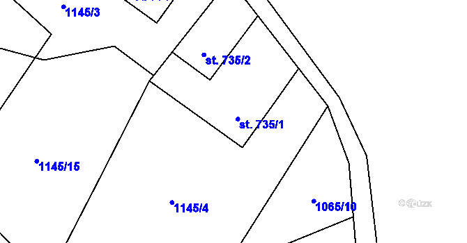 Parcela st. 735 v KÚ Tanvald, Katastrální mapa