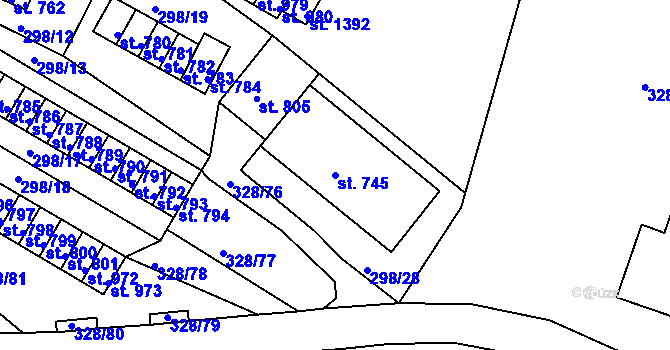 Parcela st. 745 v KÚ Tanvald, Katastrální mapa