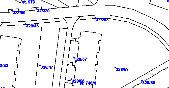 Parcela st. 746/1 v KÚ Tanvald, Katastrální mapa