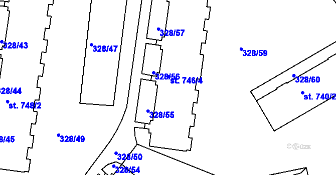 Parcela st. 746/3 v KÚ Tanvald, Katastrální mapa