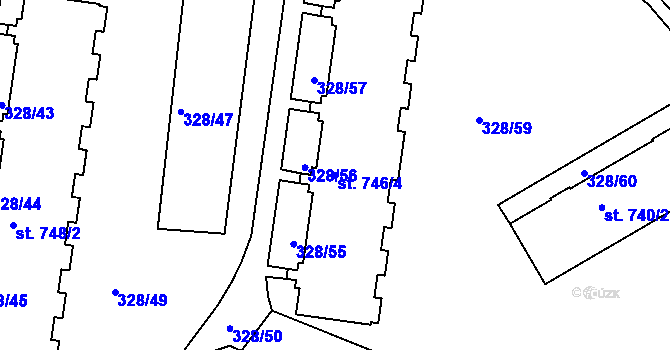 Parcela st. 746/4 v KÚ Tanvald, Katastrální mapa