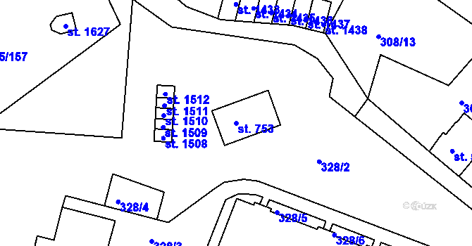 Parcela st. 753 v KÚ Tanvald, Katastrální mapa