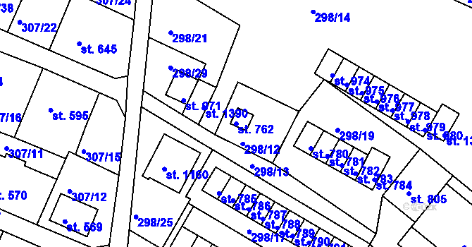 Parcela st. 762 v KÚ Tanvald, Katastrální mapa